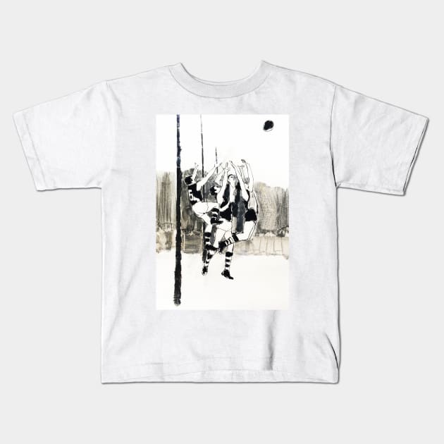 Footballers - going for it! Kids T-Shirt by rozmcq